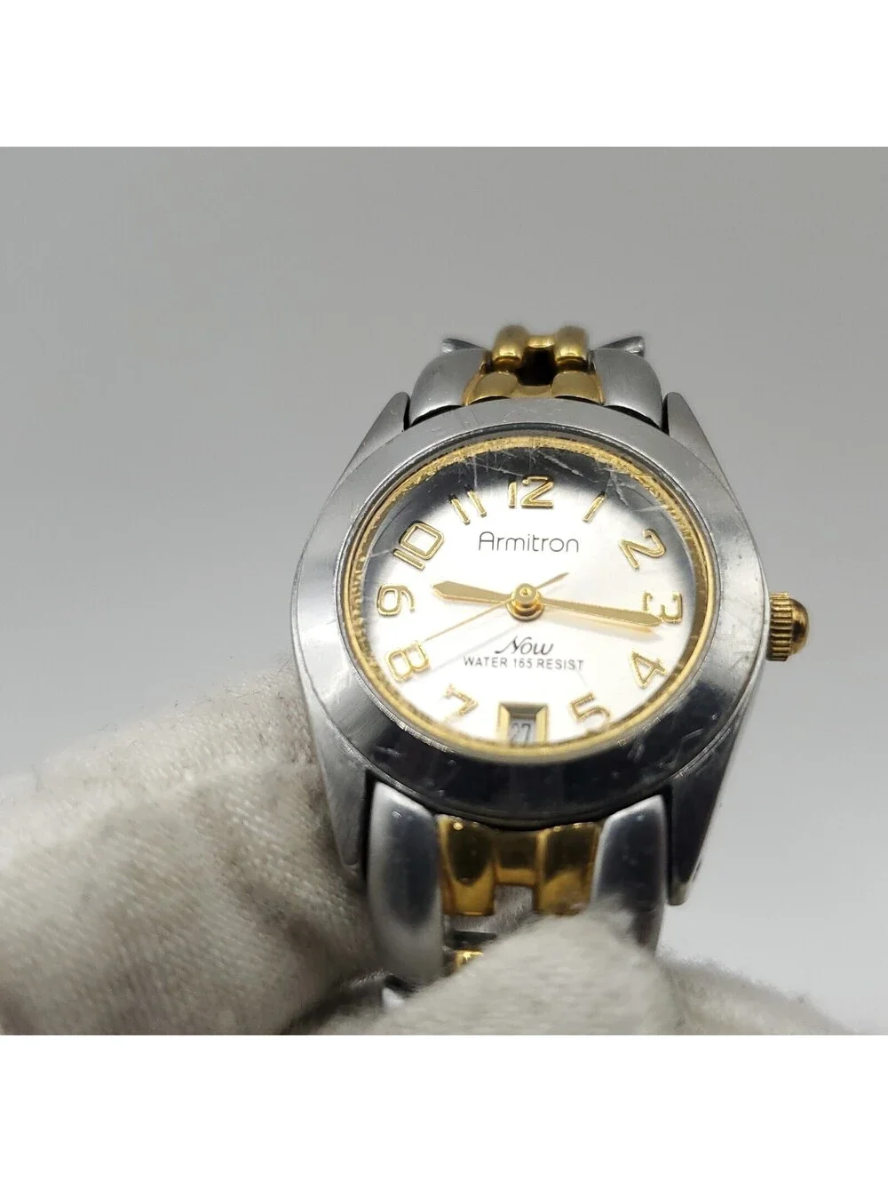 Armitron Now Quartz Two-Tone Womens Watch 24mm Silver Date Dial New Battery